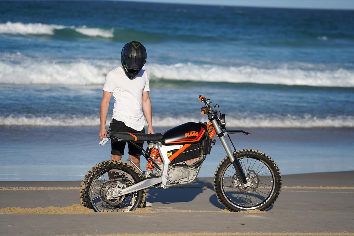 View of KTM Electric Motorcycle Scrambler – Grid Cycles